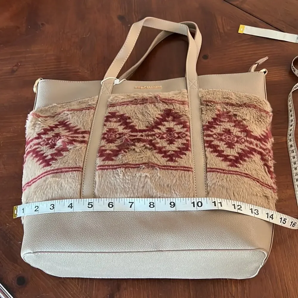 Simply Southern Tan Sherpa Fur Aztec Tote Purse Westerncore Cowgirl NWT